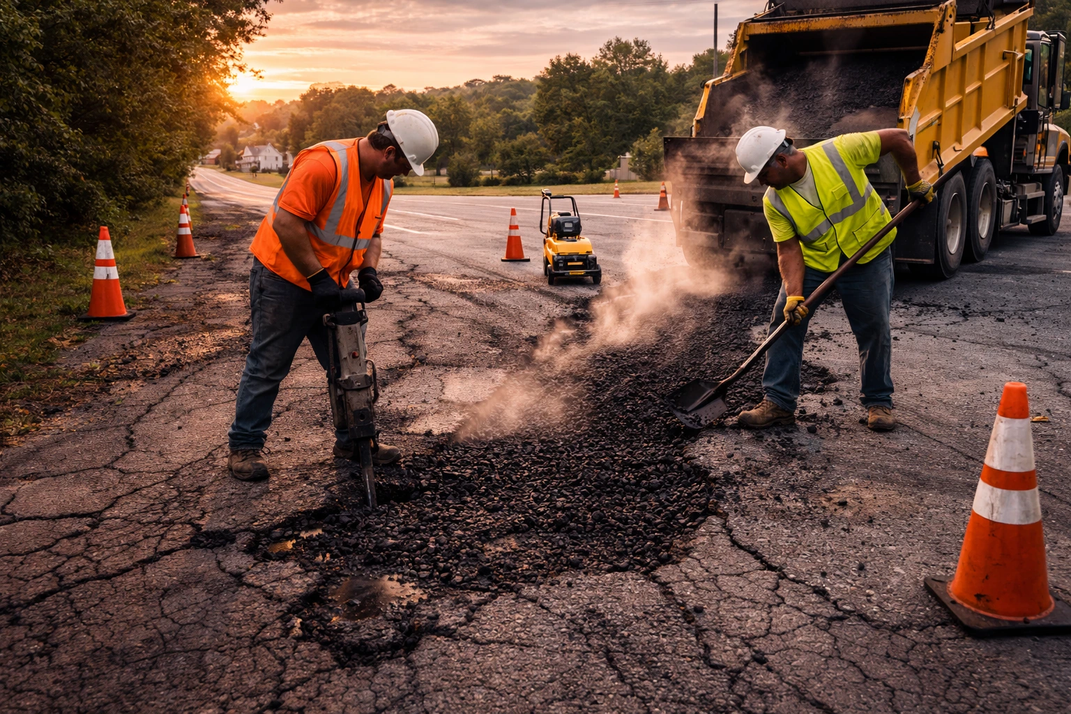 Asphalt repair contractor in Quakertown PA fixing potholes and damaged pavement