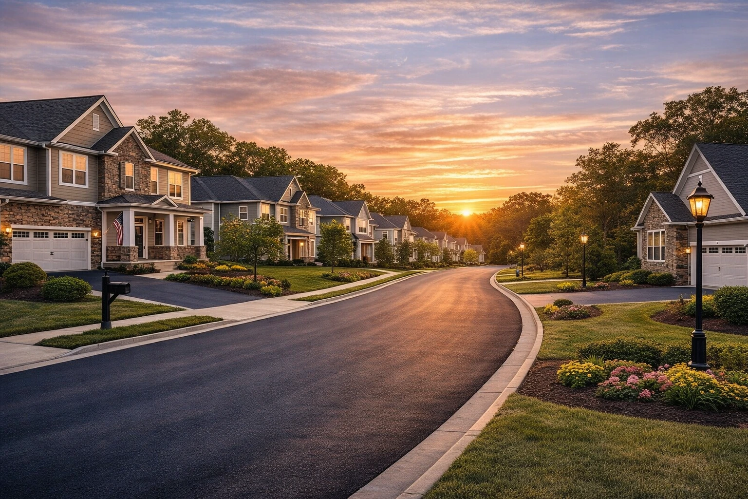 HOA community road asphalt paving in Quakertown PA by Liberty Paving Co.
