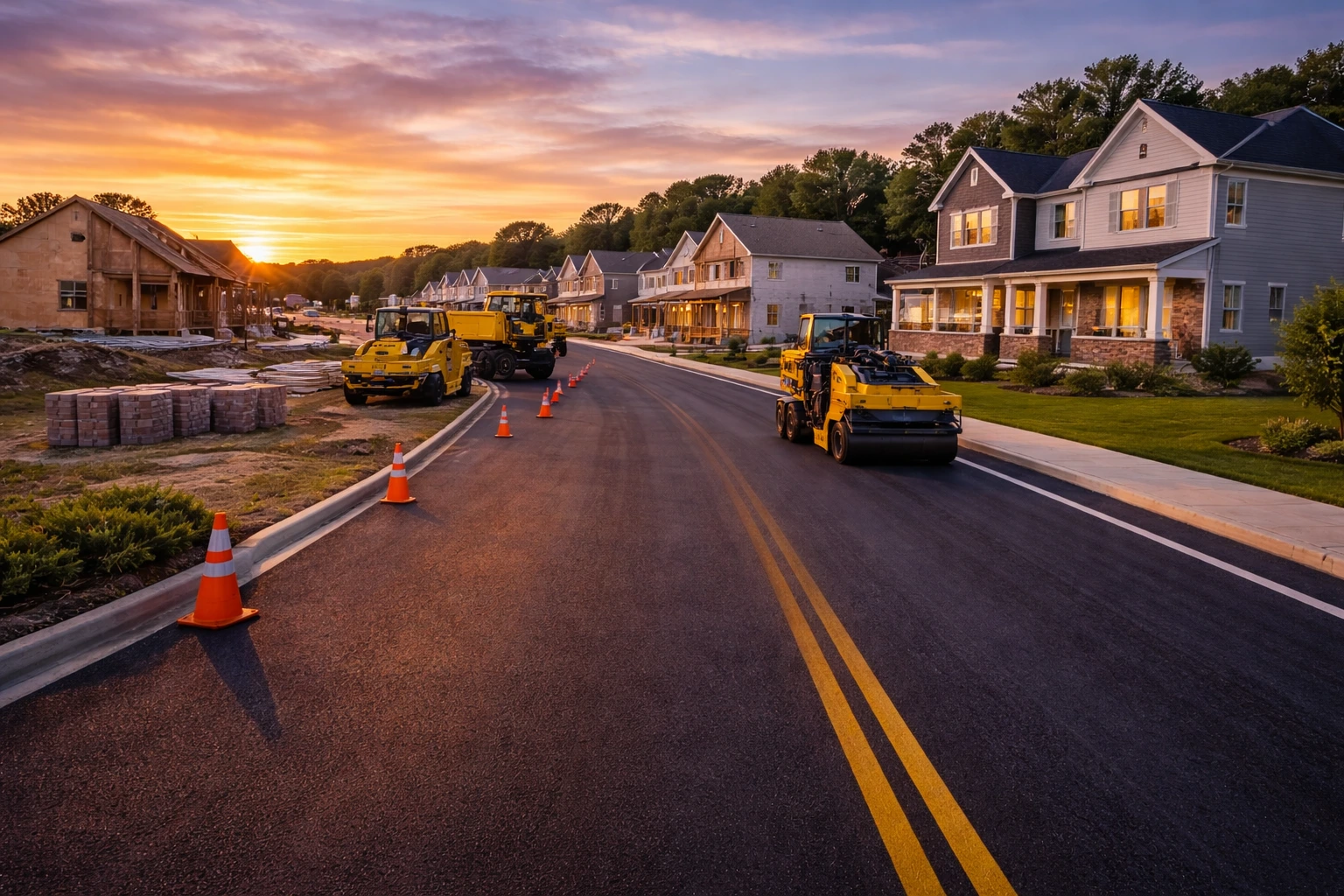New construction development asphalt paving in Quakertown PA by Liberty Paving Co.